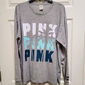 Long Sleeved Grey Palm Tree "Pink" Tee